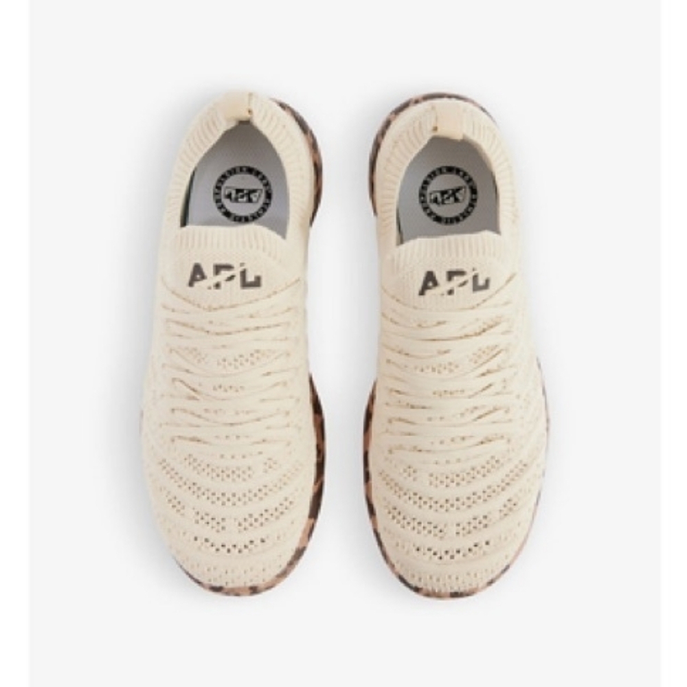 APL Techloom Wave Hybrid Cream Knit Athletic Shoe Slip on Leopard print Size 8.5